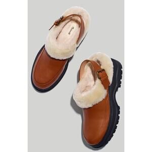 Madewell The Shearling Sigrid Slingback Mule Shoes size 9 Women’s NEW Leather